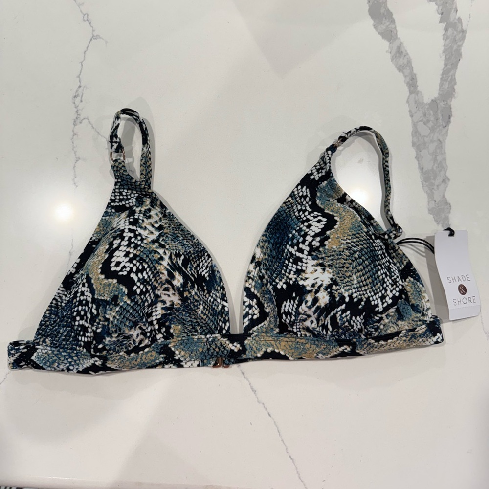Shade & Shore Blue Snake Print Bikini Top